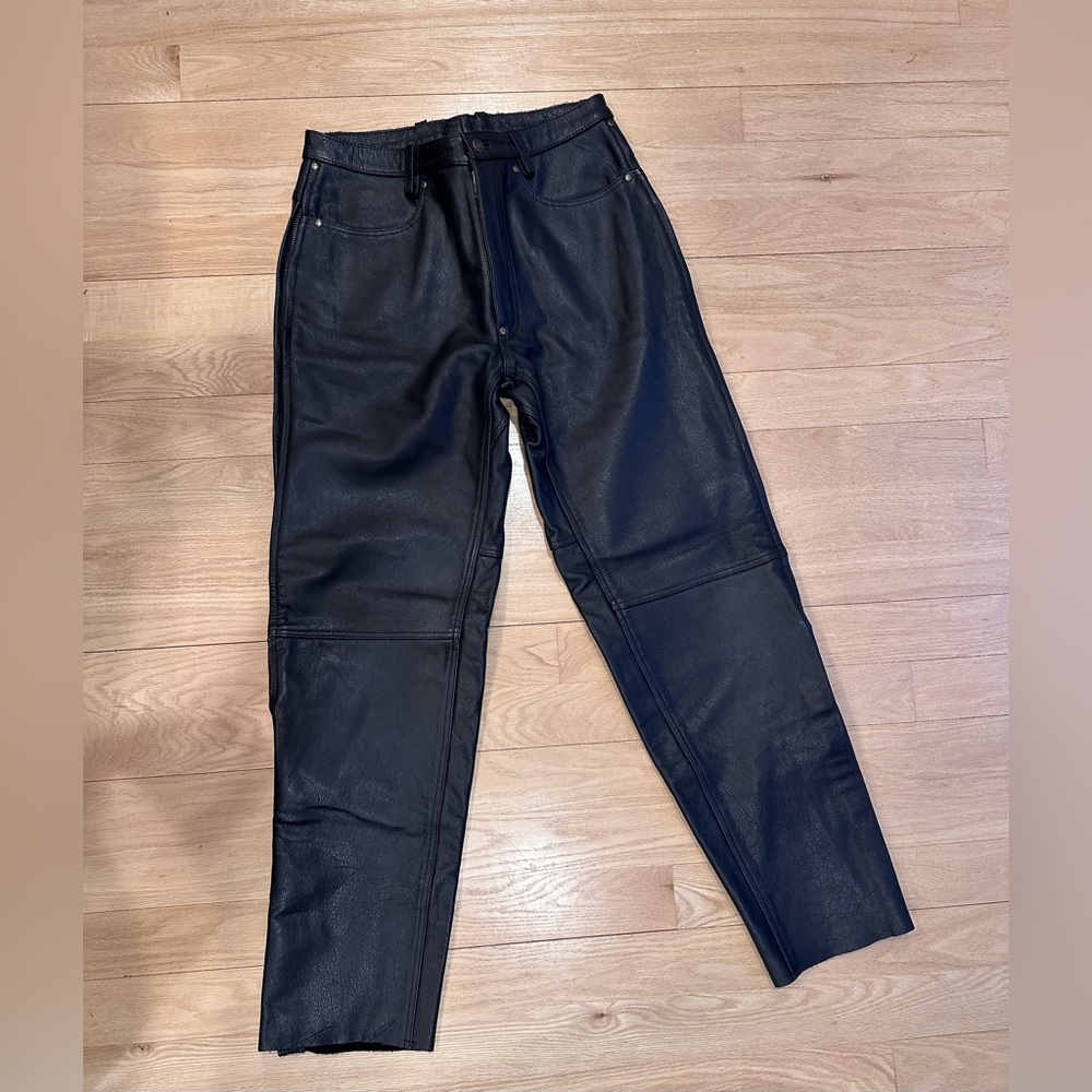 Leather Motorcycle Black Riding Pants MOB Elite Series Genuine Cowhide Size 30